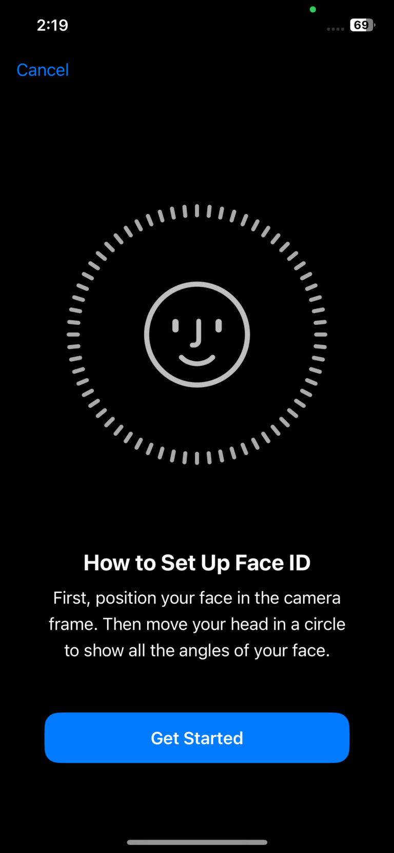 iPhone 12 Face ID Screen